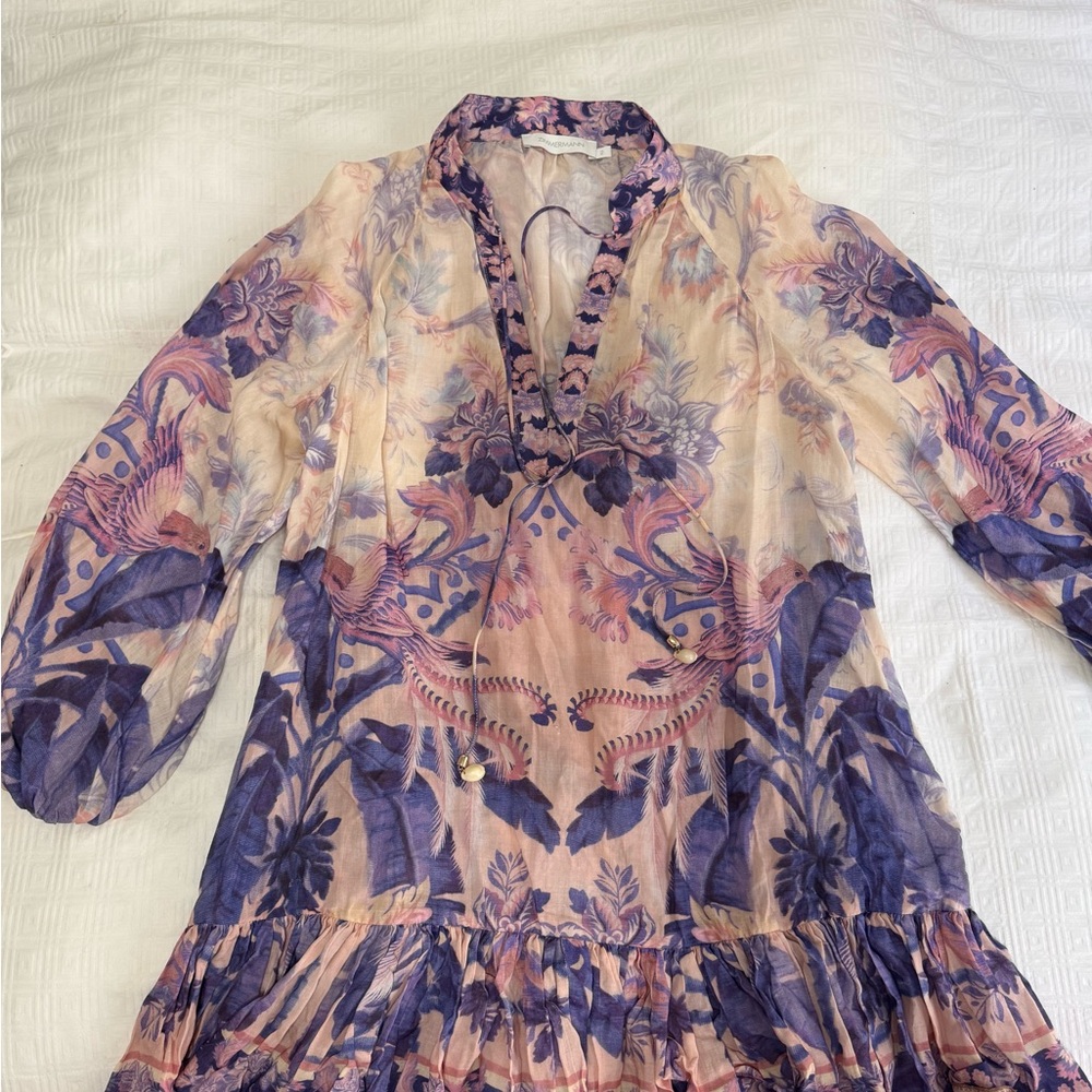 Zimmermann Pink and Lavender Floral Silk Blouse